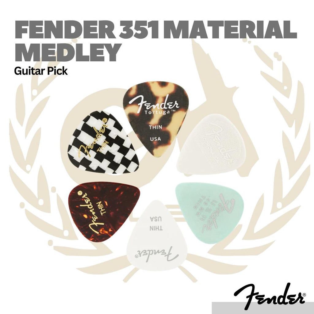 Fender 351 Material Medley Guitar Pick, 6-Pack - Pik Gitar Bass