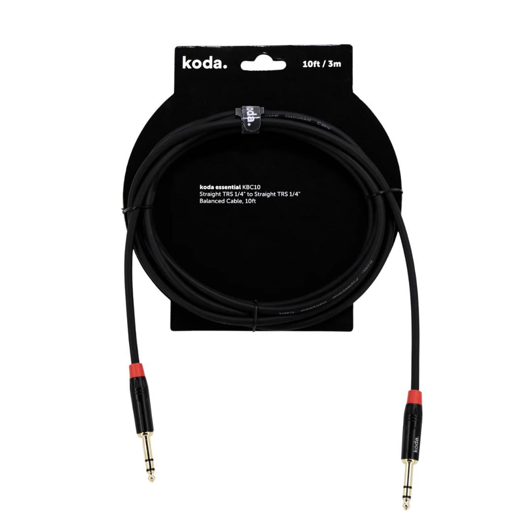 Koda Essential KBC Series Straight TRS 1/4 inch to Straight TRS 1/4 inch Balanced Cable - Kabel Instrumen