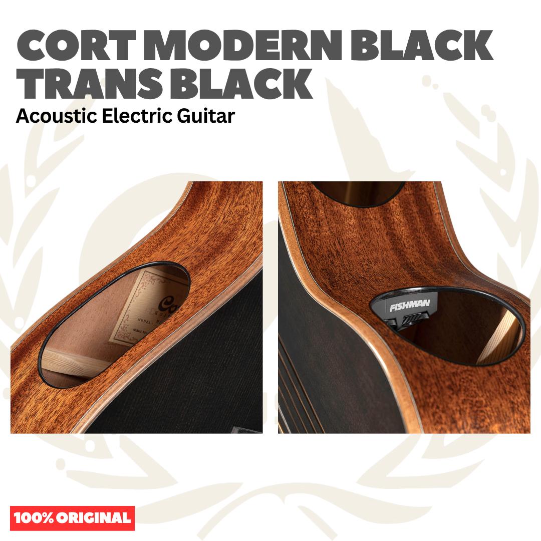 Cort Modern Black Trans Black Acoustic Electric Guitar w/Case - Gitar Akustik Elektrik