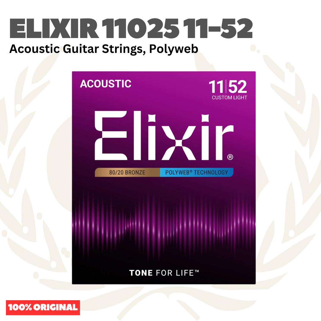 ELIXIR 11025 Polyweb 80/20 Bronze Acoustic Guitar Strings 11-52 - Senar Gitar Akustik