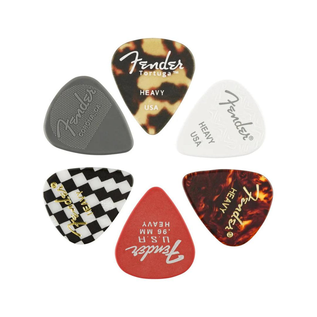 Fender 351 Material Medley Guitar Pick, 6-Pack - Pik Gitar Bass