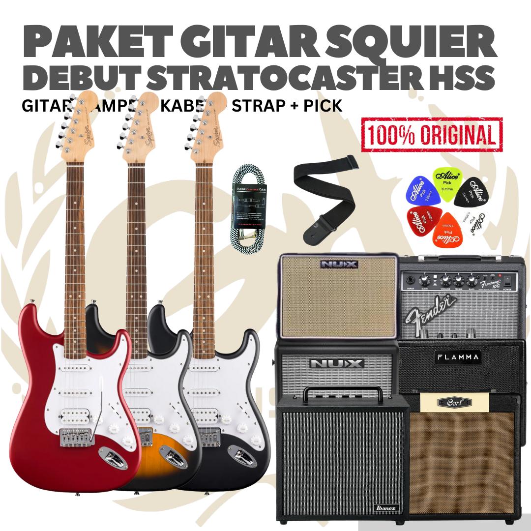 PAKET GITAR SQUIER STRATOCASTER HSS DEBUT ELECTRIC GUITAR - GUITAR PACK