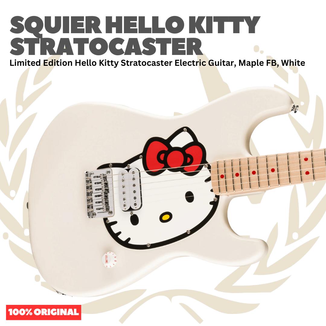Squier Hello Kitty Limited Edition Stratocaster Electric Guitar, Maple FB | Gitar Elektrik Original by Fender Asli