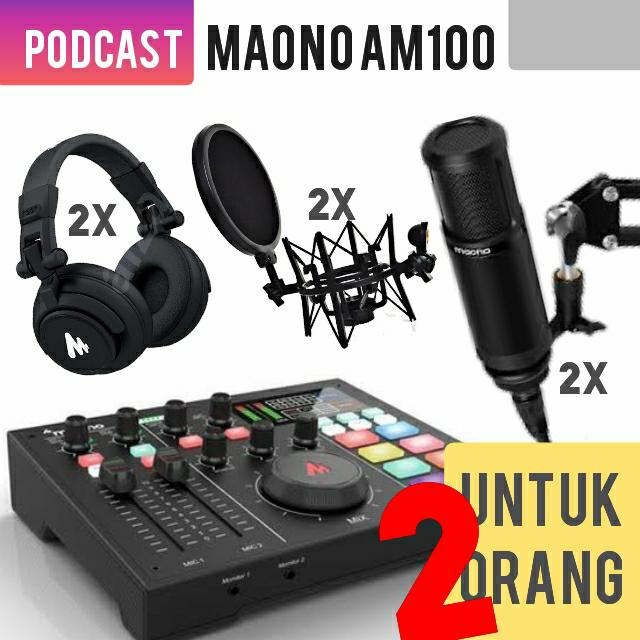 PODCAST 2 ORANG MAONOCASTER AM100, MH601, PM320, STAND DAN SHOCK MOUNT