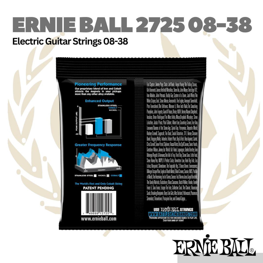 Ernie Ball 2725 Extra Slinky Cobalt Electric Guitar Strings, 8-38