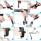 MICROPHONE ARM STAND PLUS POP FILTER DAN HANDPHONE HOLDER PODCAST ZOOM