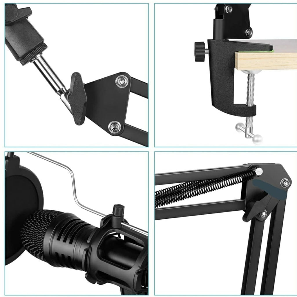 MICROPHONE ARM STAND PLUS POP FILTER DAN HANDPHONE HOLDER PODCAST ZOOM