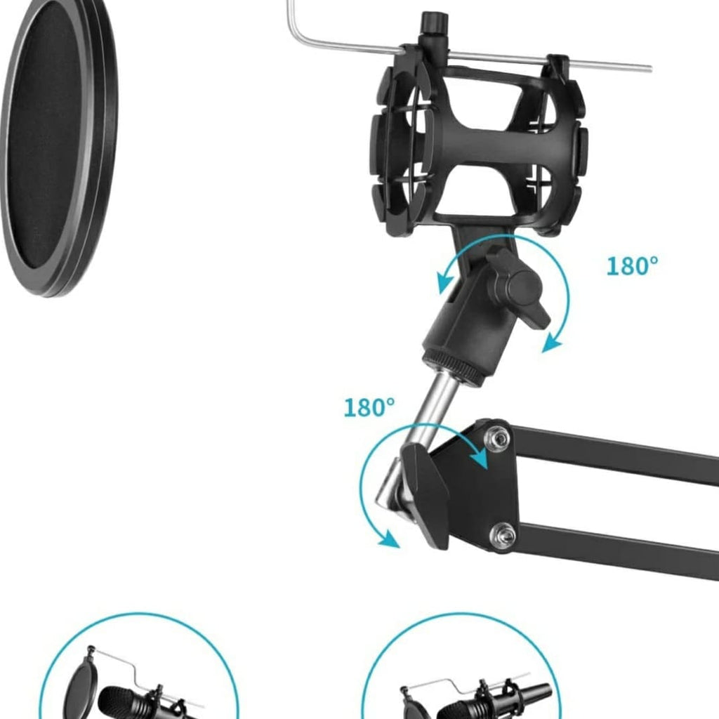 MICROPHONE ARM STAND PLUS POP FILTER DAN HANDPHONE HOLDER PODCAST ZOOM