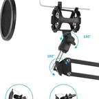 MICROPHONE ARM STAND PLUS POP FILTER DAN HANDPHONE HOLDER PODCAST ZOOM