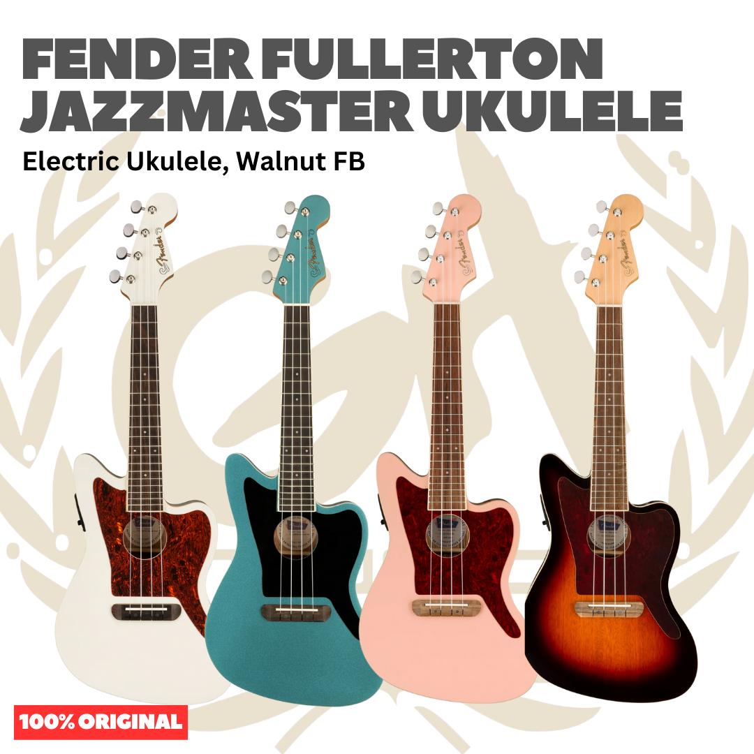 Fender Fullerton Jazzmaster Ukulele - Ukulele Elektrik Body Jazzmaster Mini 4-Senar With Preamp Original Asli