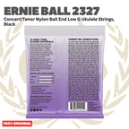 Ernie Ball 2327 Concert/Tenor Nylon Ball End Low G Ukulele Strings, Black - Senar Ukulele