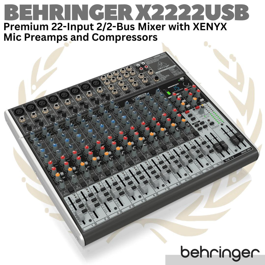 BEHRINGER X2222USB 22 Input 2/2 Bus Audio Mixer | USB Interface X2222