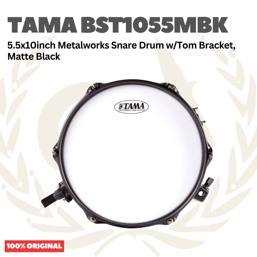 TAMA BST1055MBK 5.5x10inch Metalworks Snare Drum w/Tom Bracket, Matte Black - Senar Drum