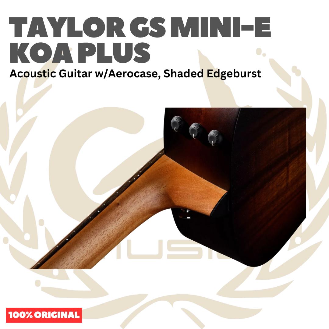 Taylor GS Mini-e Koa Plus Acoustic Guitar w/Aerocase, Shaded Edgeburst - Gitar Akustik Elektrik Original Asli