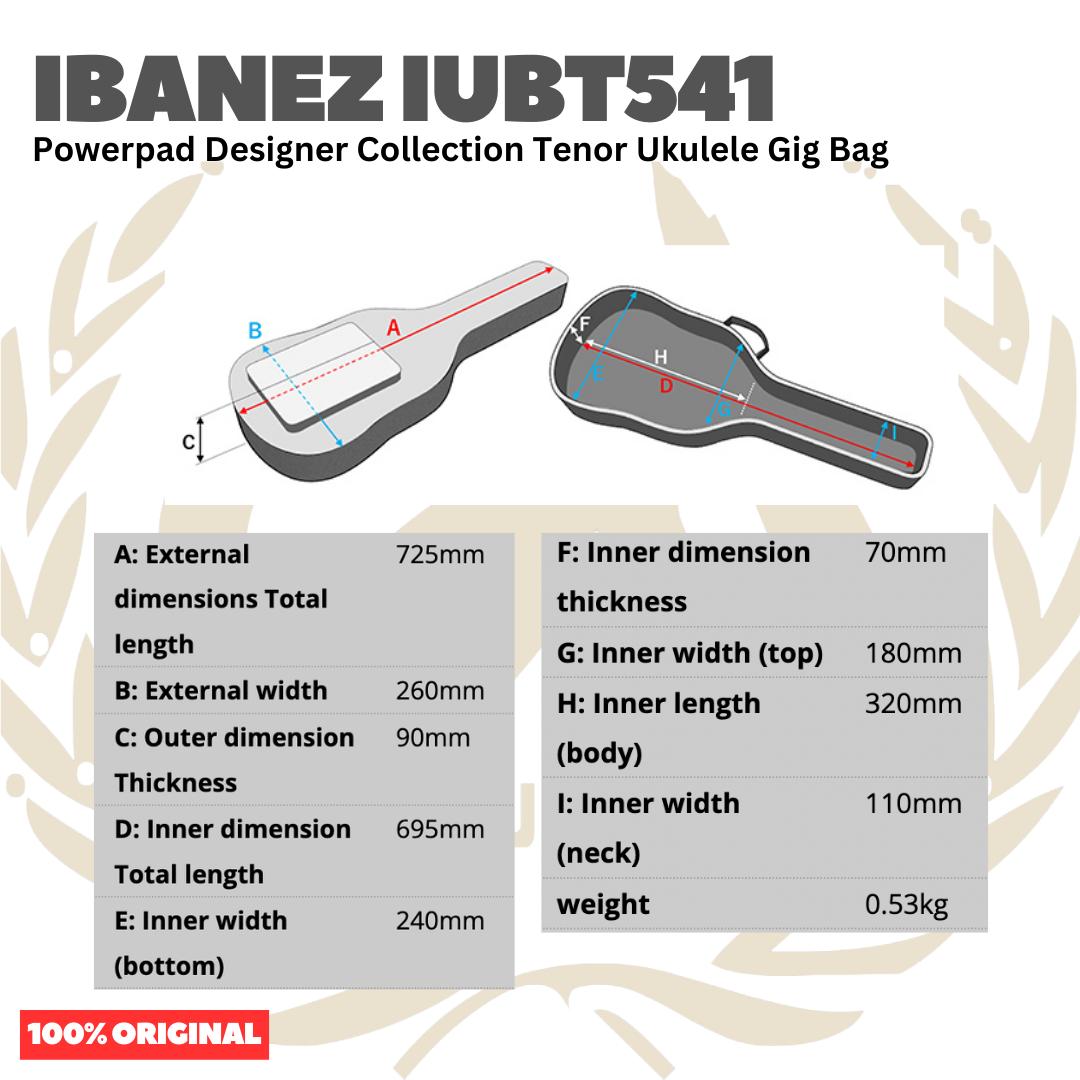 Ibanez IUBT541 Powerpad Designer Collection Gig Bag for Tenor Ukulele - Tas Ukulele Tenor Original Asli