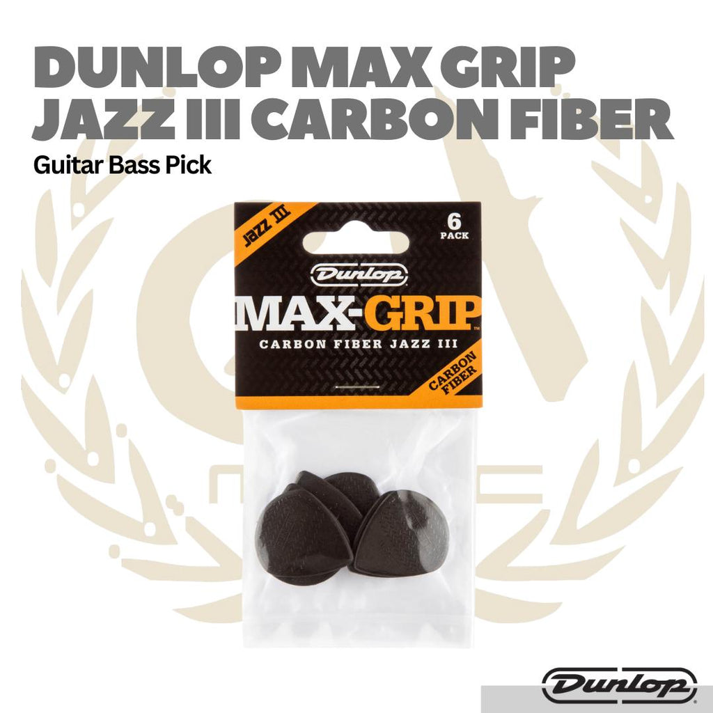 Dunlop Max Grip JAZZ III Carbon Fiber Pick Isi 6 - Pick Gitar Bass