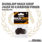 Dunlop Max Grip JAZZ III Carbon Fiber Pick Isi 6 - Pick Gitar Bass