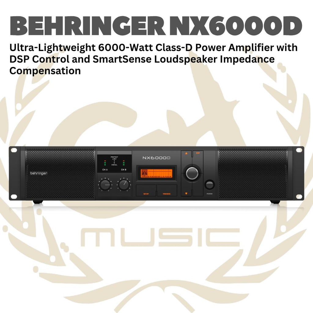 Behringer NX6000D Ultra-Lightweight 6000-Watt Class-D Power Amplifier with DSP Control and SmartSense Loudspeaker Impedance Compensation - NX 6000D | NX-6000-D