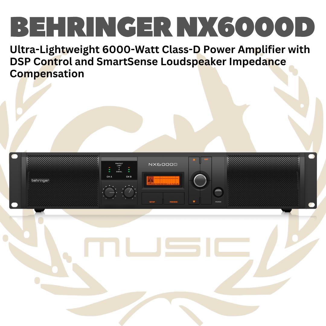 Behringer NX6000D Ultra-Lightweight 6000-Watt Class-D Power Amplifier with DSP Control and SmartSense Loudspeaker Impedance Compensation - NX 6000D | NX-6000-D