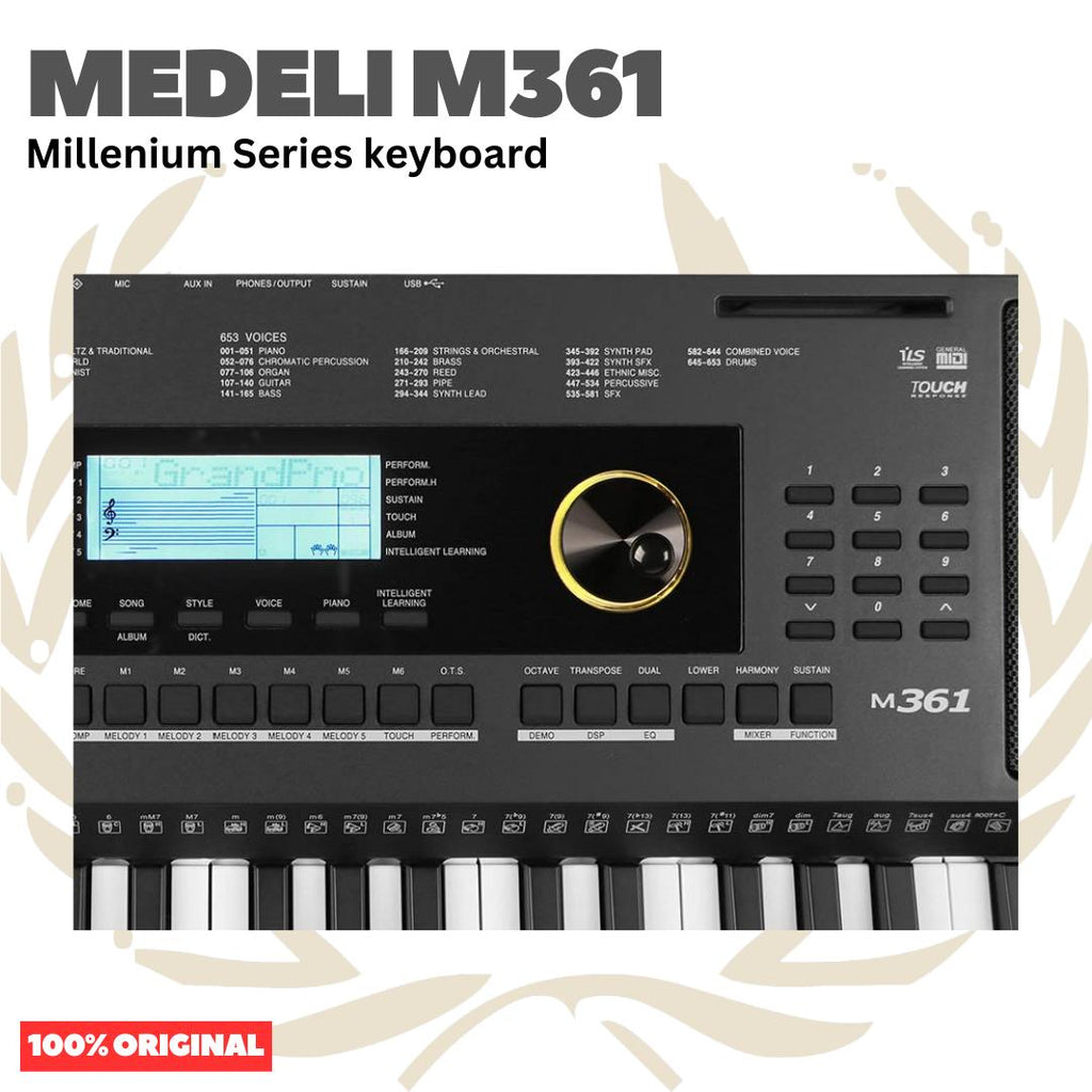 MEDELI M361 61-Keys Millenium Series Keyboard Portable - M 361 Keyboard Original Asli