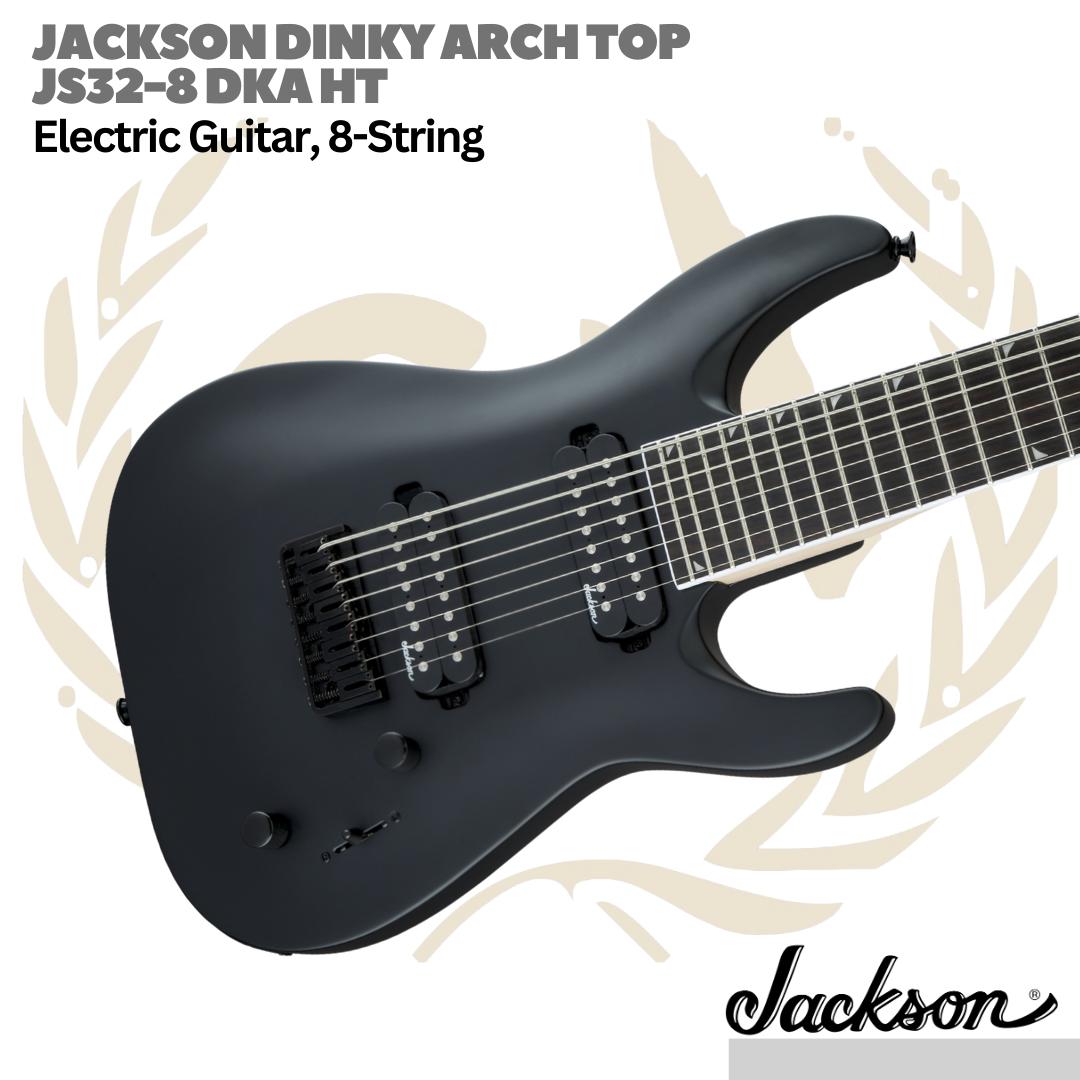 Jackson JS Series Dinky Arch Top JS32-8 DKA HT Electric Guitar, Amaranth FB, Satin Black - Gitar Listrik 8-String