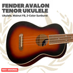 Fender Avalon Tenor Ukulele, Walnut FB - Ukulele 4-senar Original Asli