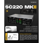 Recording Tech SC220 MK-I & MK-II Professional Audio Interface Soundcard for Recording or Live Streaming - Sound Card SC-220