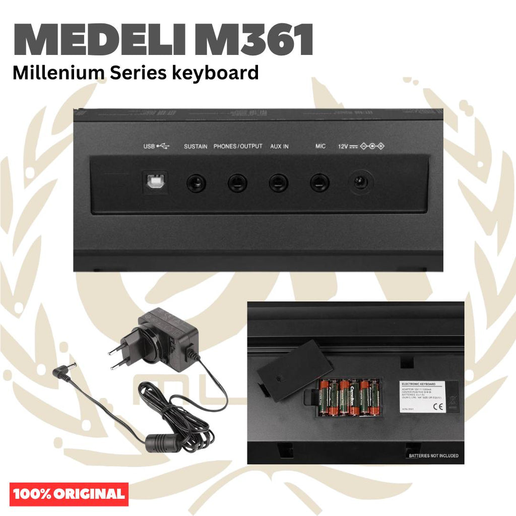 MEDELI M361 61-Keys Millenium Series Keyboard Portable - M 361 Keyboard Original Asli
