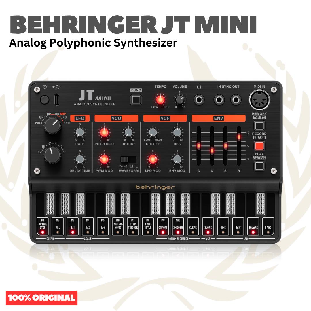 Behringer JT MINI Analog Polyphonic Synthesizer with 3 VCOs, Multi-Mode VCF, Arpeggiator and 16-Step Motion Sequencer