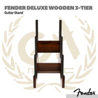 Fender Deluxe Wooden 3-Tier Guitar Stand - Stand Gitar Elektrik