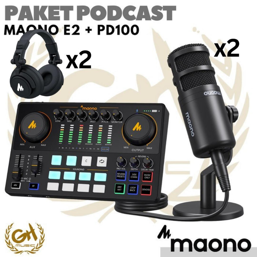 PAKET PODCAST 2 ORANG MAONO E2 + PD100 | SOUND CARD COVER LIVE STREAMING GAMING
