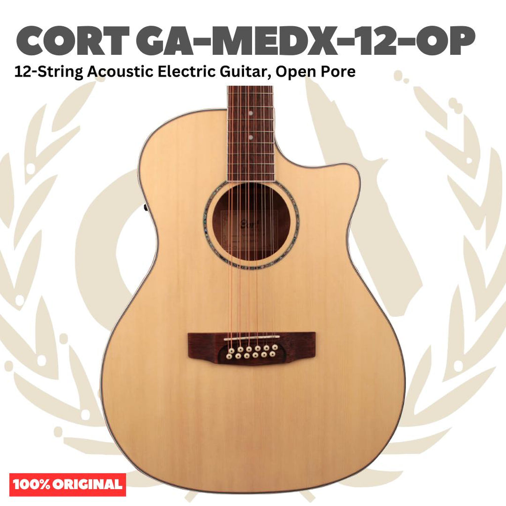 Cort GA-MEDX-12-OP Acoustic Electric Guitar 12-String, Open Pore - Gitar Akustik Elektrik 12 senar Original Asli