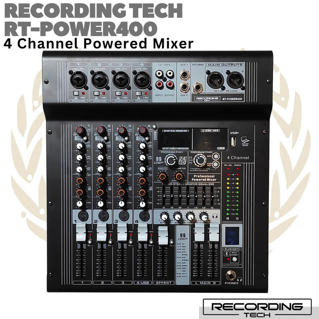 RECORDING TECH RT-POWER400 4 Channel Power Audio Mixer | 400Watt