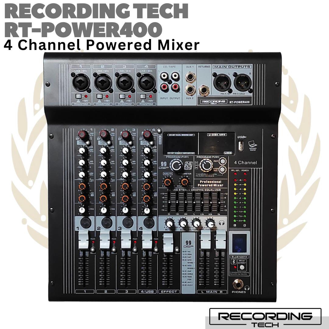 RECORDING TECH RT-POWER400 4 Channel Power Audio Mixer | 400Watt