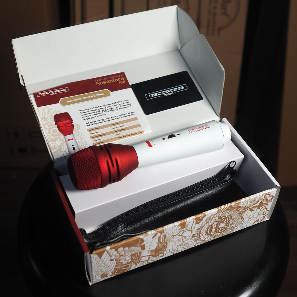 Recording Tech NUSANTARA-100 Professional Dynamic Vocal Microphone | RT-Nusantara100 Mic Merah Putih Vokal Dinamic