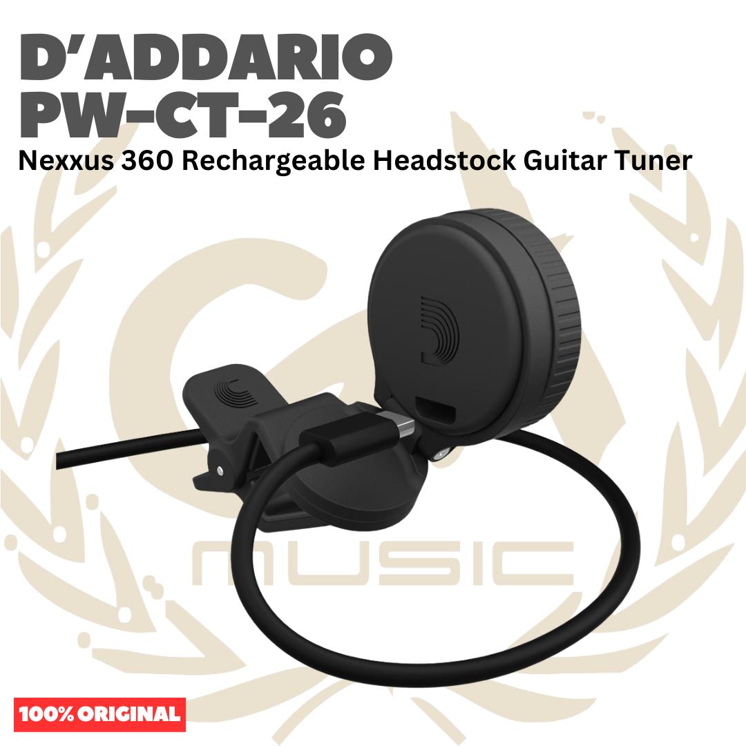 D'addario PW-CT-26 Nexxus 360 Rechargeable Headstock Guitar Tuner - Tuner Gitar Bass Original Asli