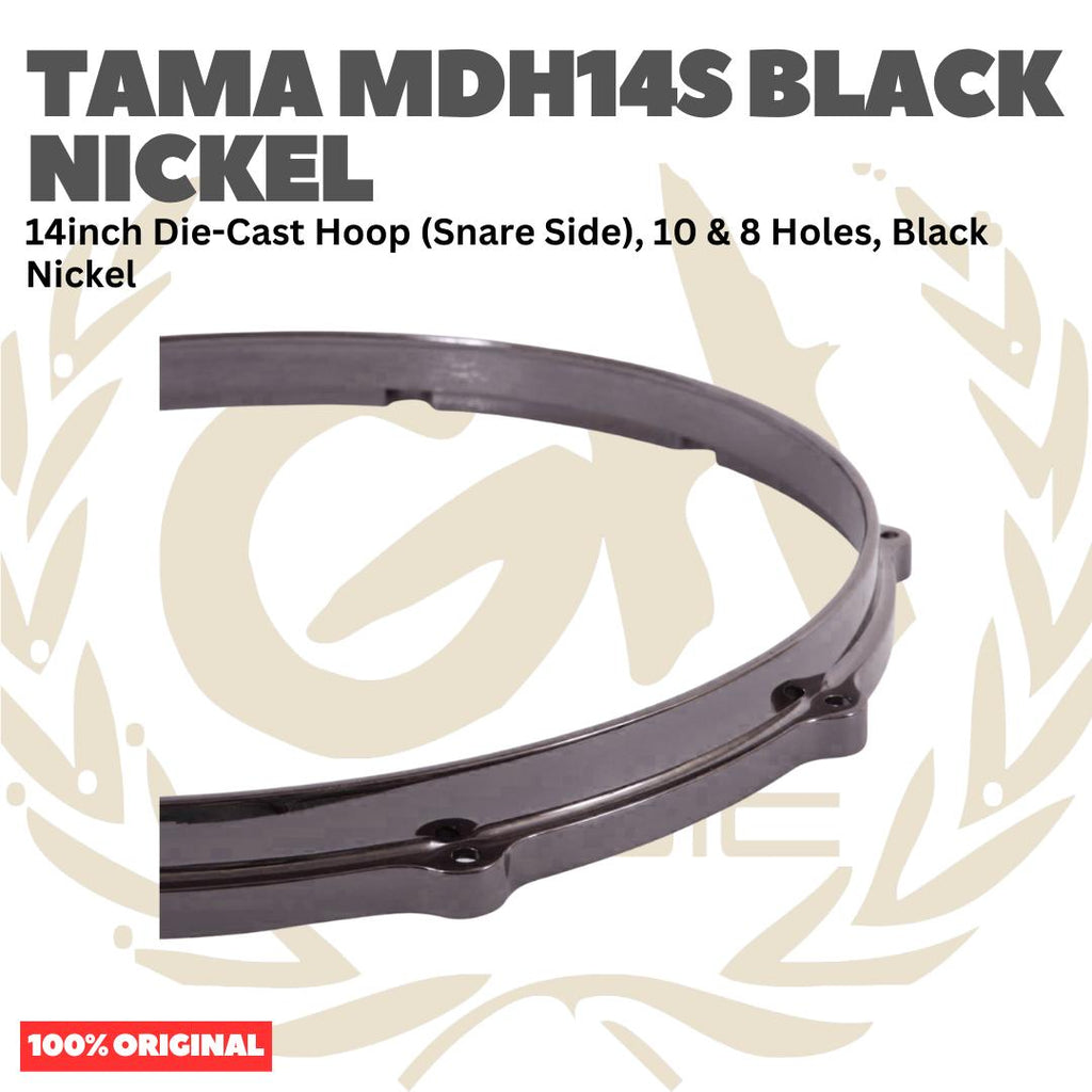 TAMA MDH14S 14inch Die-Cast Hoop (Snare Side), 8 & 10 Holes, Black Nickel - Ring Snare Drum Original Asli