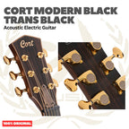 Cort Modern Black Trans Black Acoustic Electric Guitar w/Case - Gitar Akustik Elektrik