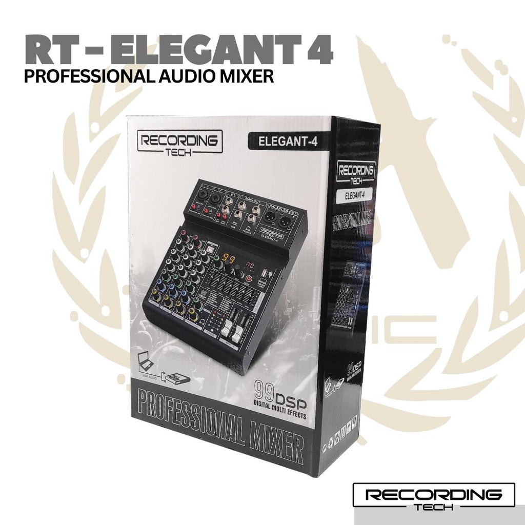 Recording Tech Elegant-4 Professional Audio Mixer | RT-Elegant4 4 Channel Mixer Podcast Karaoke