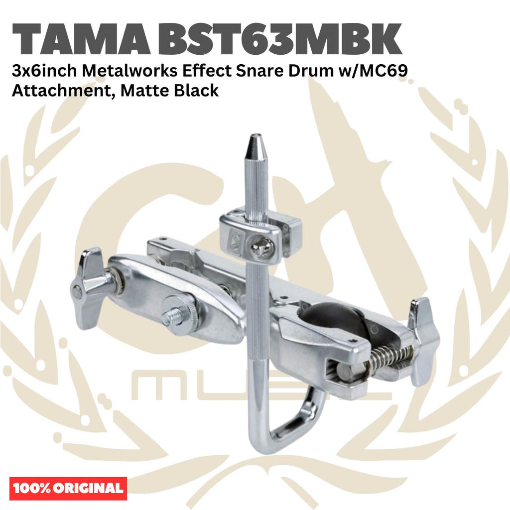TAMA BST63MBK 3x6inch Metalworks Effect Snare Drum w/MC69 Attachment, Matte Black - Snare Efek Attachment Drum Original Asli