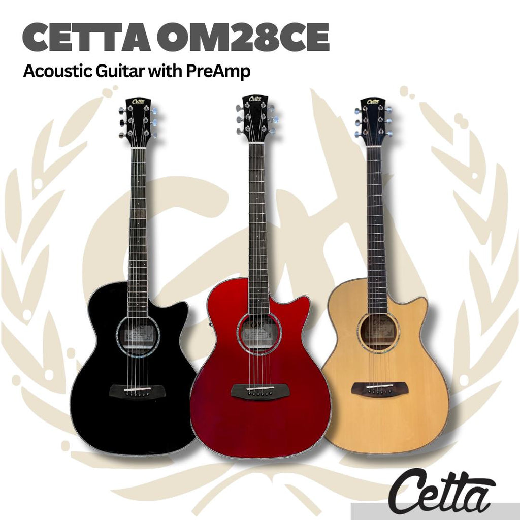 Cetta OM28CE Acoustic Guitar with Pre-Amp - Gitar Akustik Elektrik Cetta OM28CE dengan PreAmp