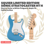 SQUIER Limited Edition Sonic Stratocaster HT H Electric Guitar, Maple FB, California Blue - Gitar Listrik Elektrik Original Asli