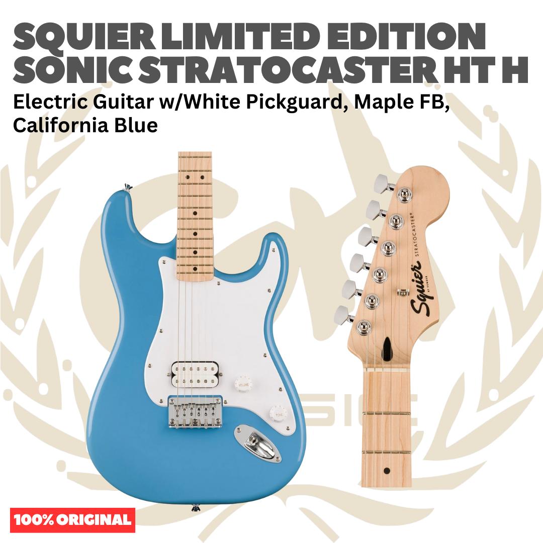 SQUIER Limited Edition Sonic Stratocaster HT H Electric Guitar, Maple FB, California Blue - Gitar Listrik Elektrik Original Asli