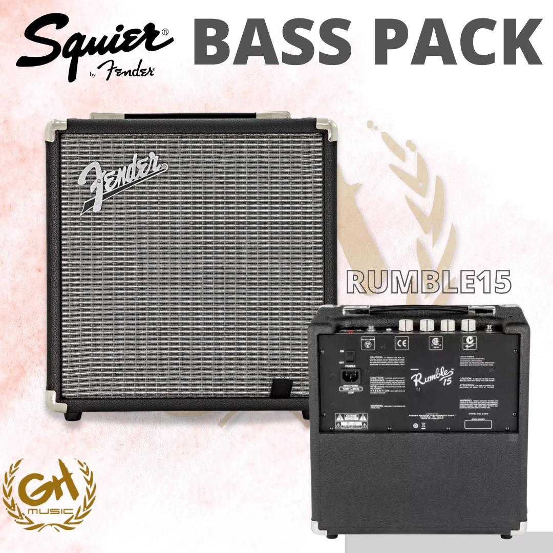 Squier Affinity PJ Bass Guitar Pack | Gig Bag & Rumble 15 Amplifier
