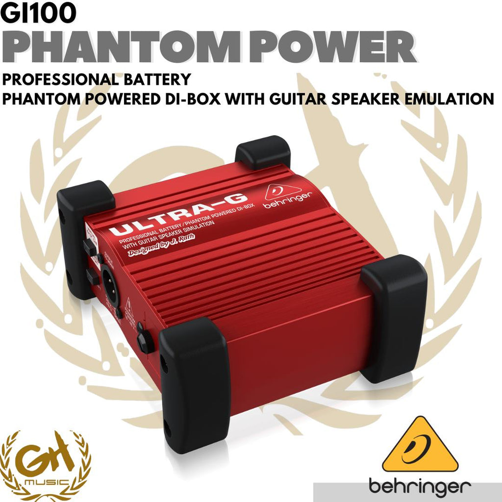 Behringer GI100 Active DI Box with Speaker Emulator - Phantom Power