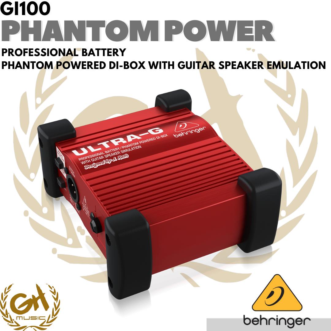 Behringer GI100 Active DI Box with Speaker Emulator - Phantom Power