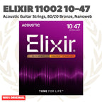 ELIXIR 11002 Nanoweb 80/20 Bronze Acoustic Guitar Strings 10-47 Senar