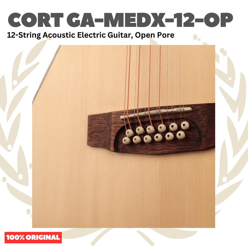 Cort GA-MEDX-12-OP Acoustic Electric Guitar 12-String, Open Pore - Gitar Akustik Elektrik 12 senar Original Asli