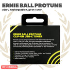 Ernie Ball P09627 ProTune USB-C Rechargeable Clip-on Tuner - Tuner Gitar Bass