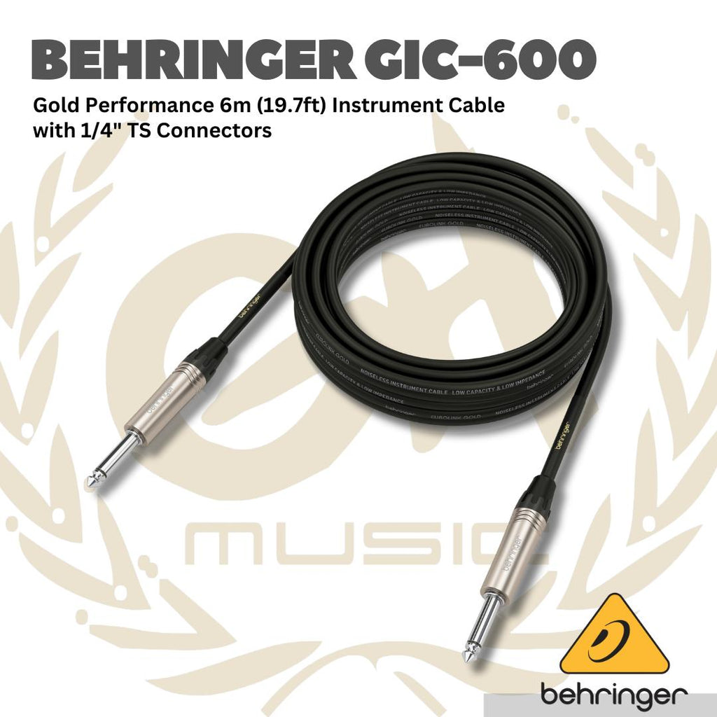 Behringer GIC 1/4 inch TS Male Instrument Cable - Jek Kabel Instrument